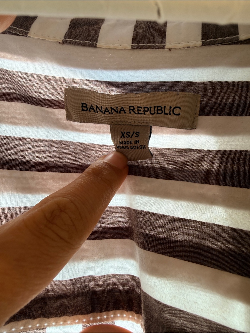 Banana Republic Brown and White Striped Midi Shirt Dress poplin - Picture 2 of 3